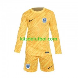 Equipación completa Niño Inglaterra Portero Euro 2024 Camiseta Amarillo de visitante Manga Larga