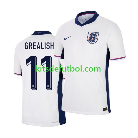 Inglaterra Jack Grealish 11 Euro 2024 Hombre Camiseta de local Manga Corta Inglaterra Jack Grealish 11 Euro 2024 Hombre Camiseta de local Manga Corta
