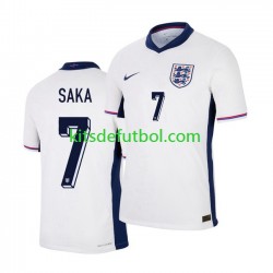 Inglaterra Saka 7 Euro 2024 Hombre Camiseta Blanco de local Manga Corta