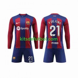 Equipación completa Niño FC Barcelona Frenkie de Jong 21 Camiseta de local 2023-2024 Manga Larga