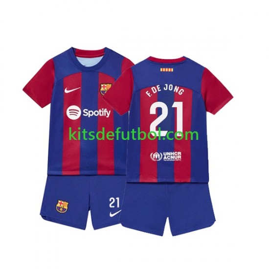 Equipación completa Niño FC Barcelona Frenkie de Jong 21 Camiseta de local 2023-2024 Manga Corta Equipación completa Niño FC Barcelona Frenkie de Jong 21 Camiseta de local 2023-2024 Manga Corta