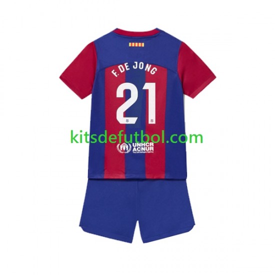 Equipación completa Niño FC Barcelona Frenkie de Jong 21 Camiseta de local 2023-2024 Manga Corta