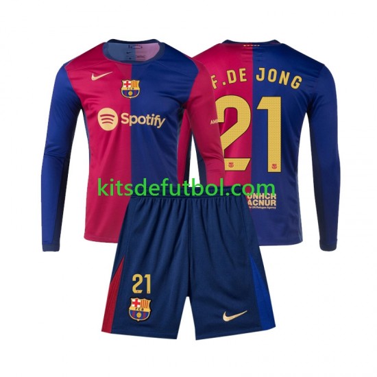 Equipación completa Niño FC Barcelona Frenkie de Jong 21 Camiseta de local 2024-2025 Manga Larga