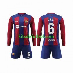 Equipación completa Niño FC Barcelona GAVI 6 Camiseta de local 2023-2024 Manga Larga