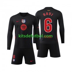 Equipación completa Niño FC Barcelona Gavi 6 Camiseta de visitante 2024-2025 Manga Larga