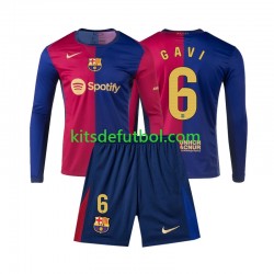 Equipación completa Niño FC Barcelona Gavi 6 Camiseta de local 2024-2025 Manga Larga