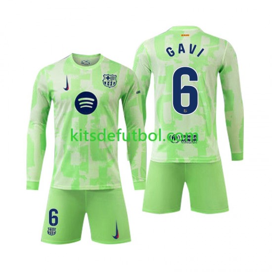 Equipación completa Niño FC Barcelona Gavi 6 Camiseta alternativa 2024-2025 Manga Larga