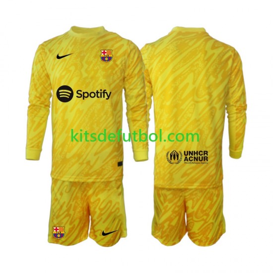 Equipación completa Niño FC Barcelona Portero Camiseta de visitante 2024-2025 Manga Larga