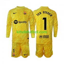 Equipación completa Niño FC Barcelona Portero Ter Stegen 1 Camiseta de visitante 2024-2025 Manga Larga