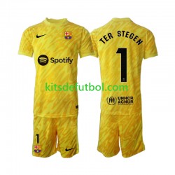 Equipación completa Niño FC Barcelona Portero Ter Stegen 1 Camiseta de visitante 2024-2025 Manga Corta