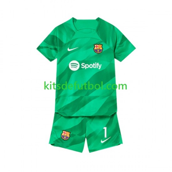 Equipación completa Niño FC Barcelona Portero Ter Stegen 1 Camiseta de local 2023-2024 Manga Corta