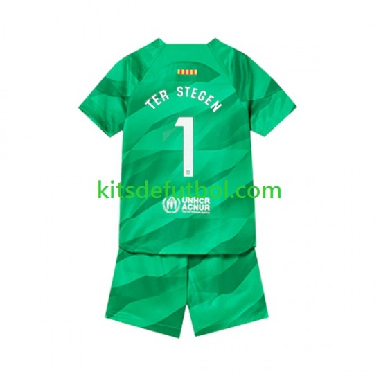 Equipación completa Niño FC Barcelona Portero Ter Stegen 1 Camiseta de local 2023-2024 Manga Corta