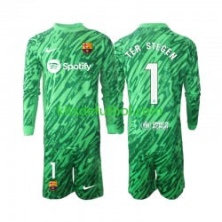 Equipación completa Niño FC Barcelona Portero Ter Stegen 1 Camiseta Verde de local 2024-2025 Manga Larga