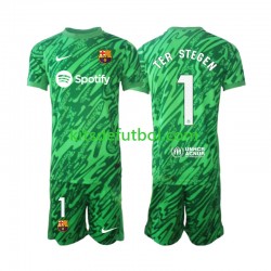 Equipación completa Niño FC Barcelona Portero Ter Stegen 1 Camiseta Verde de local 2024-2025 Manga Corta