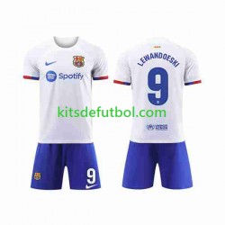 Equipación completa Niño FC Barcelona LEWANDOWSKI 9 Camiseta de visitante 2023-2024 Manga Corta