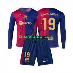 Equipación completa Niño FC Barcelona Lamine Yamal 19 Camiseta de local 2024-2025 Manga Larga