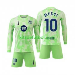 Equipación completa Niño FC Barcelona Lionel Mess 10 Camiseta alternativa 2024-2025 Manga Larga