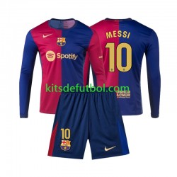 Equipación completa Niño FC Barcelona Lionel Messi 10 Camiseta de local 2024-2025 Manga Larga