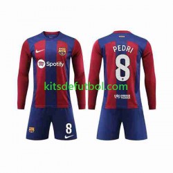 Equipación completa Niño FC Barcelona Pedri 8 Camiseta de local 2023-2024 Manga Larga