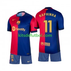 Equipación completa Niño FC Barcelona Raphinha 11 Camiseta de local 2024-2025 Manga Corta