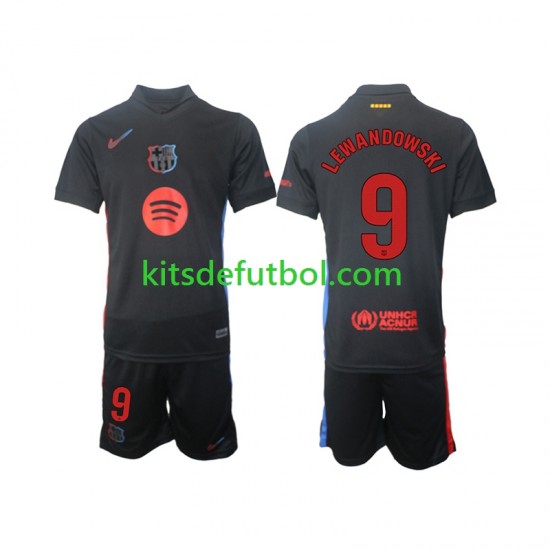 Equipación completa Niño FC Barcelona Robert Lewandowski 9 Camiseta de visitante 2024-2025 Manga Corta