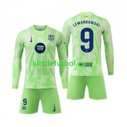 Equipación completa Niño FC Barcelona Robert Lewandowski 9 Camiseta alternativa 2024-2025 Manga Larga