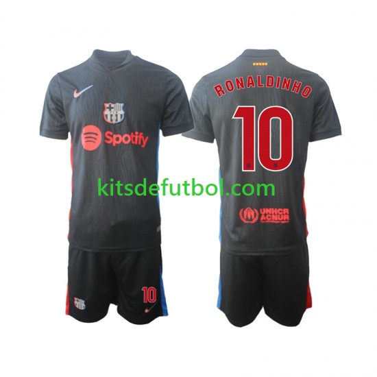 Equipación completa Niño FC Barcelona Ronaldinho 10 Camiseta de visitante 2024-2025 Manga Corta