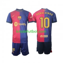 Equipación completa Niño FC Barcelona Ronaldinho 10 Camiseta de local 2024-2025 Manga Larga