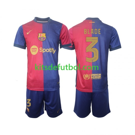 Equipación completa Niño FC Barcelona UCL Font Blade 3 Camiseta de local 2024-2025 Manga Corta