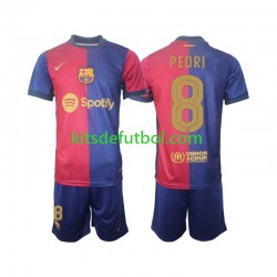 Equipación completa Niño FC Barcelona UCL Font PEDRI 8 Camiseta de local 2024-2025 Manga Corta