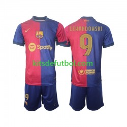 Equipación completa Niño FC Barcelona UCL Font Robert Lewandowski 9 Camiseta de local 2024-2025 Manga Corta