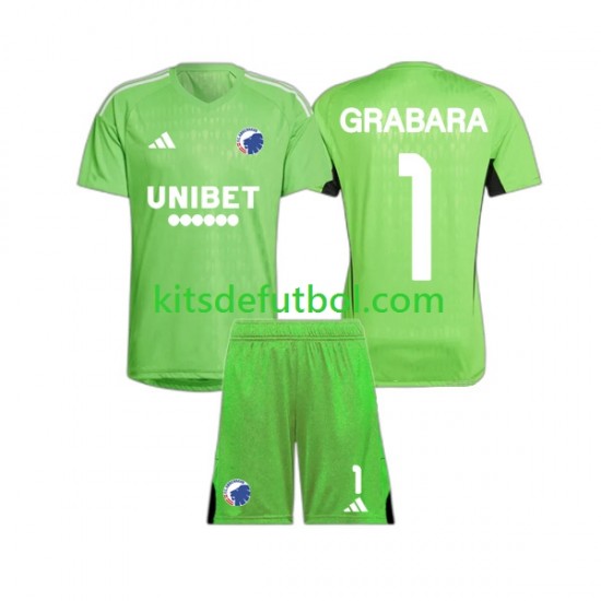 Equipación completa Niño FC Copenhagen Portero GRABARA 1 Camiseta Cuarta 2023-2024 Manga Corta