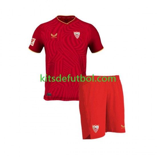 Equipación completa Niño Sevilla FC Camiseta de visitante 2023-2024 Manga Corta