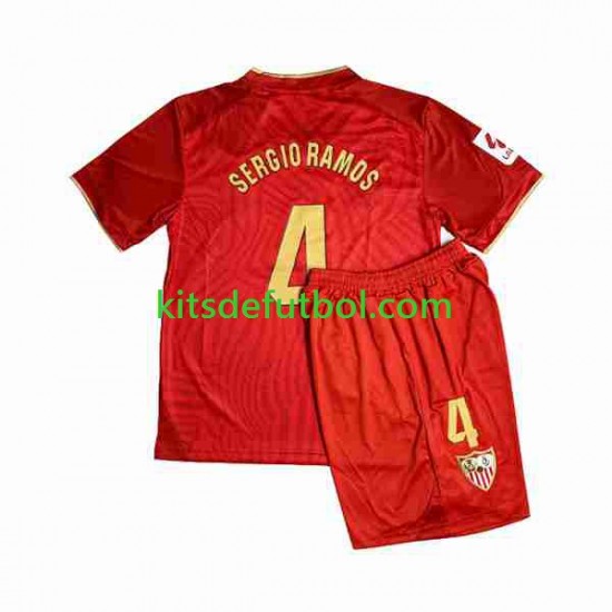 Equipación completa Niño Sevilla FC Sergio Ramos 4 Camiseta de visitante 2023-2024 Manga Corta