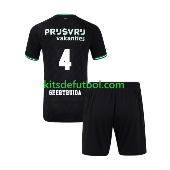 Equipación completa Niño Feyenoord Rotterdam Lutsharel Geertruida 4 Camiseta de visitante 2024-2025 Manga Corta