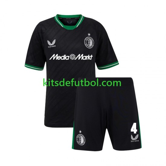 Equipación completa Niño Feyenoord Rotterdam Lutsharel Geertruida 4 Camiseta de visitante 2024-2025 Manga Corta