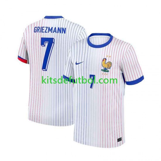 Francia Antoine Griezmann 7 Euro 2024 Hombre Camiseta de visitante Manga Corta