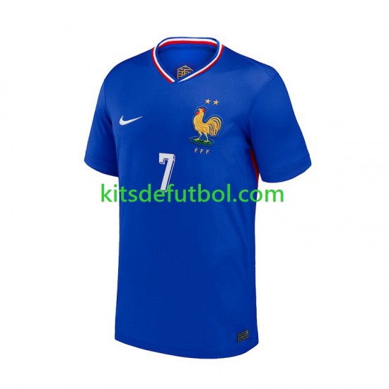 Francia Antoine Griezmann 7 Euro 2024 Hombre Camiseta Azul de local Manga Corta