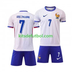 Equipación completa Niño Francia Antoine Griezmann 7 Euro 2024 Camiseta de visitante Manga Corta