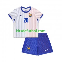 Equipación completa Niño Francia Bradley Barcola 20 2024 Camiseta de visitante Manga Corta