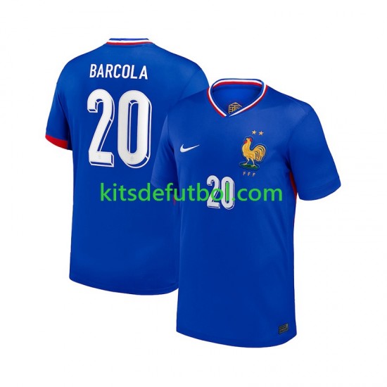Francia Bradley Barcola 20 2024 Hombre Camiseta de local Manga Corta