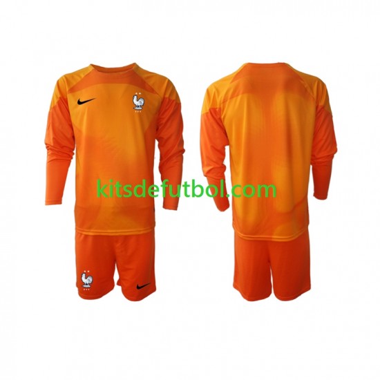 Equipación completa Niño Francia Portero World Cup 2022 Camiseta de visitante Manga Larga