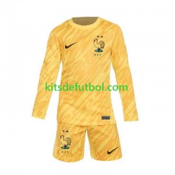 Equipación completa Niño Francia Portero Euro 2024 Camiseta Amarillo de local Manga Larga