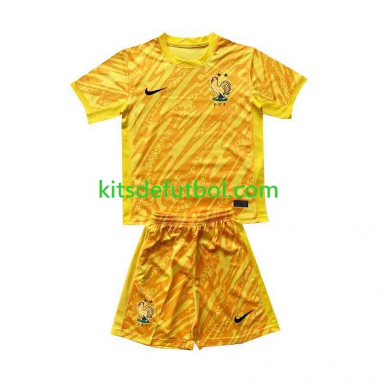 Equipación completa Niño Francia Portero Euro 2024 Camiseta Amarillo de local Manga Corta