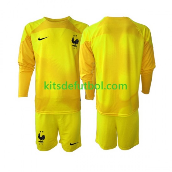 Equipación completa Niño Francia Portero World Cup 2022 Camiseta alternativa Manga Larga