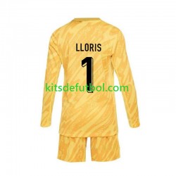 Equipación completa Niño Francia Portero Hugo Lloris 1 Euro 2024 Camiseta Amarillo de local Manga Larga