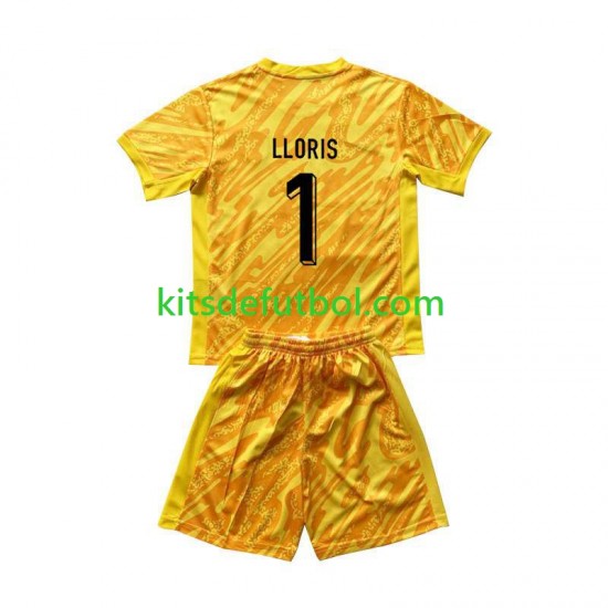 Equipación completa Niño Francia Portero Hugo Lloris 1 Euro 2024 Camiseta Amarillo de local Manga Corta