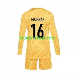 Equipación completa Niño Francia Portero Mike Maignan 16 Euro 2024 Camiseta Amarillo de local Manga Larga
