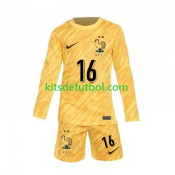 Equipación completa Niño Francia Portero Mike Maignan 16 Euro 2024 Camiseta Amarillo de local Manga Larga