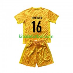 Equipación completa Niño Francia Portero Mike Maignan 16 Euro 2024 Camiseta Amarillo de local Manga Corta